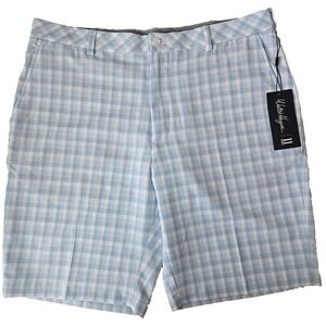 Walter Hagen Golf Shorts 38 Perfect 11 Performance NWT Bluestroke Plaid HydroDri